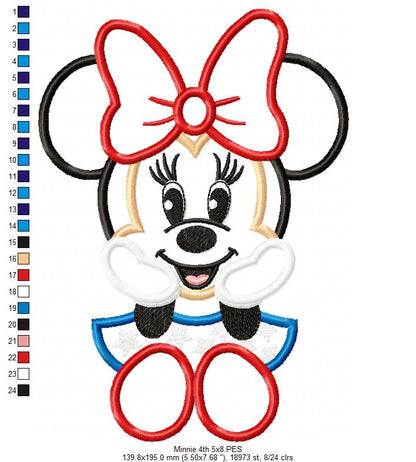 4th of July Mouse Girl - Applique - Machine Embroidery Design