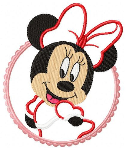 Mouse Girl Frame - Applique - Machine Embroidery Design