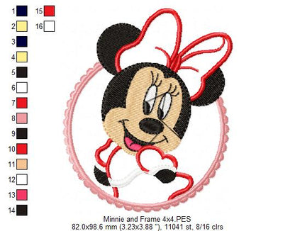 Mouse Girl Frame - Applique - Machine Embroidery Design