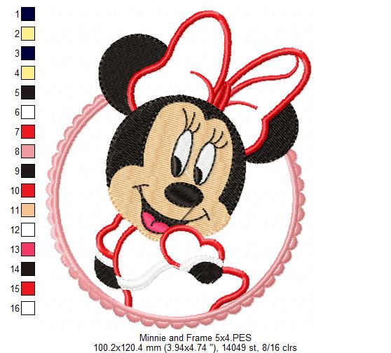 Mouse Girl Frame - Applique - Machine Embroidery Design