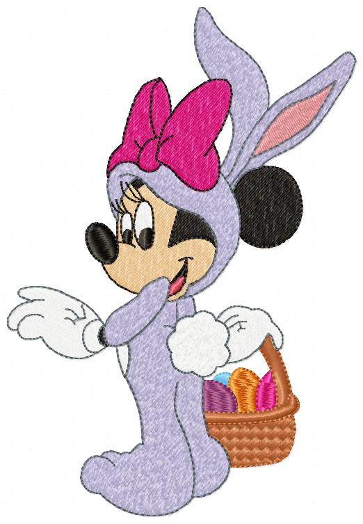 Mouse Girl as Easter Bunny - Fill Stitch Embroidery