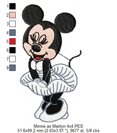 Mouse Girl as Marilyn Monroe - Fill Stitch - Machine Embroidery Design