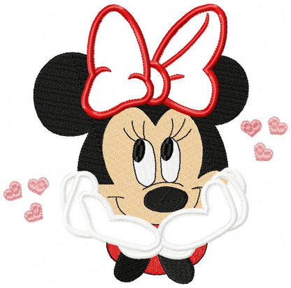 Mouse Girl in Love - Applique Machine Embroidery Design