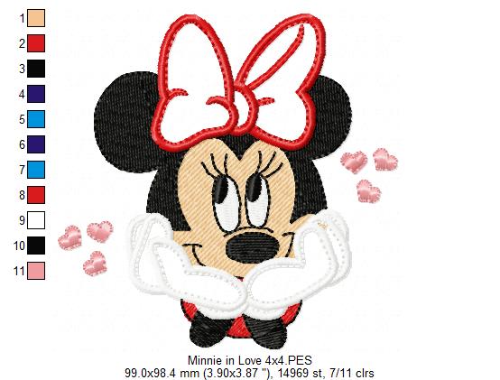 Mouse Girl in Love - Applique Machine Embroidery Design