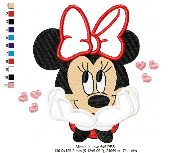 Mouse Girl in Love - Applique Machine Embroidery Design