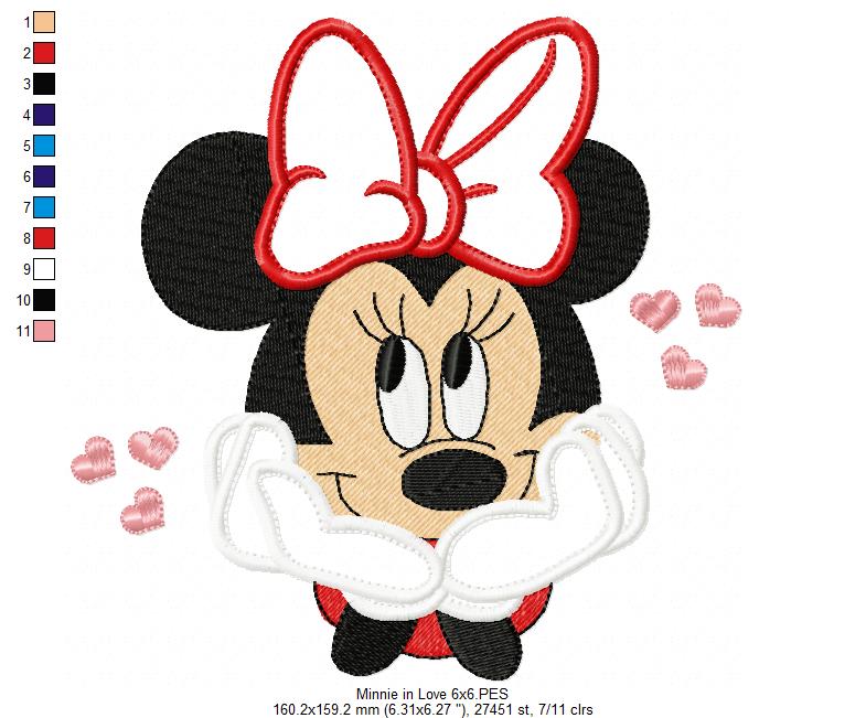 Mouse Girl in Love - Applique Machine Embroidery Design