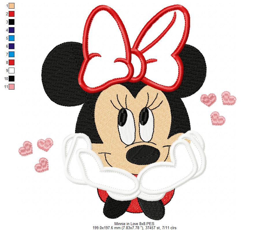 Mouse Girl in Love - Applique Machine Embroidery Design