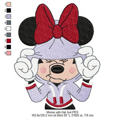 Mouse Girl Hiding Her Face - Fill Stitch - Machine Embroidery Design