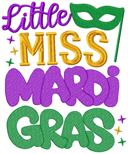 Little Miss Mardi Gras - Fill Stitch - Machine Embroidery Design