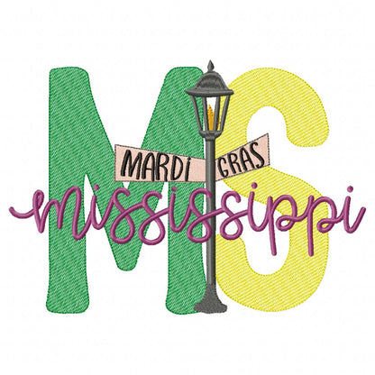 Mississippi Mardi Gras - Fill Stitch - Machine Embroidery Design