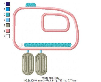 Sweet Kitchen Mixer - Appliqué - Machine Embroidery Design