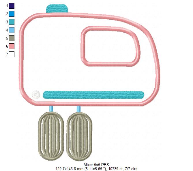 Sweet Kitchen Mixer - Appliqué - Machine Embroidery Design