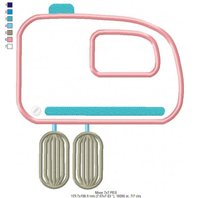 Sweet Kitchen Mixer - Appliqué - Machine Embroidery Design