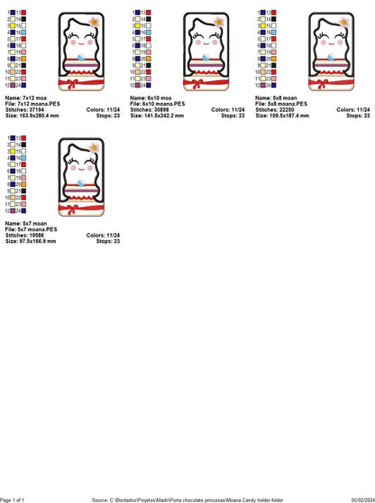 Moana Princess Candy Holder - ITH Project - Machine Embroidery Design