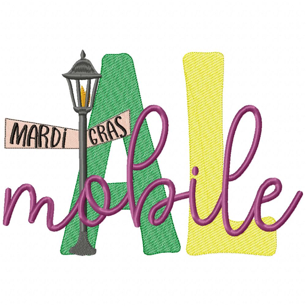 Mobile Alabama Mardi Gras - Fill Stitch - Machine Embroidery Design