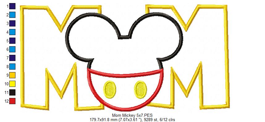 Mouse Ears Boy Mom - Applique Embroidery