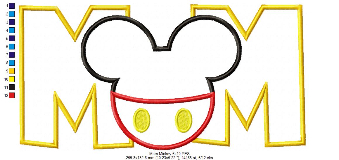 Mouse Ears Boy Mom - Applique Embroidery