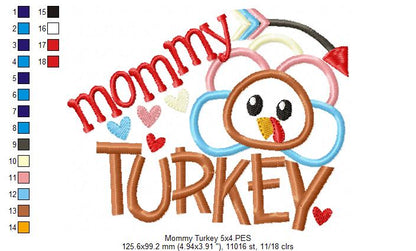 Thanksgiving Mommy Turkey - Applique Embroidery