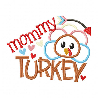 Thanksgiving Family Turkey - Applique Embroidery - Set of 8 Designs