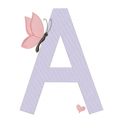 Monogram A-Z Letters A-Z Butterfly - Rippled Stitch