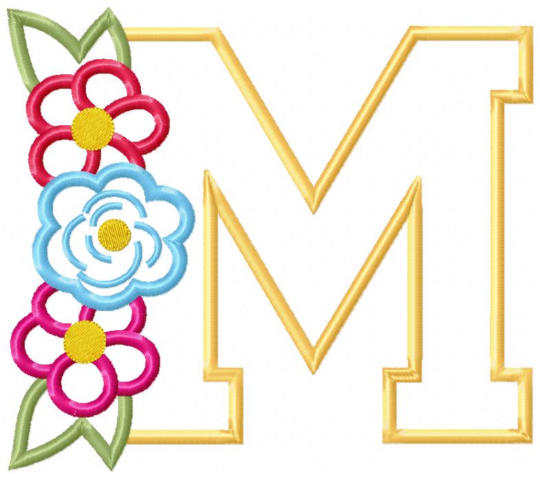 M is for Meadow Blooms – Applique – Machine Embroidery Design