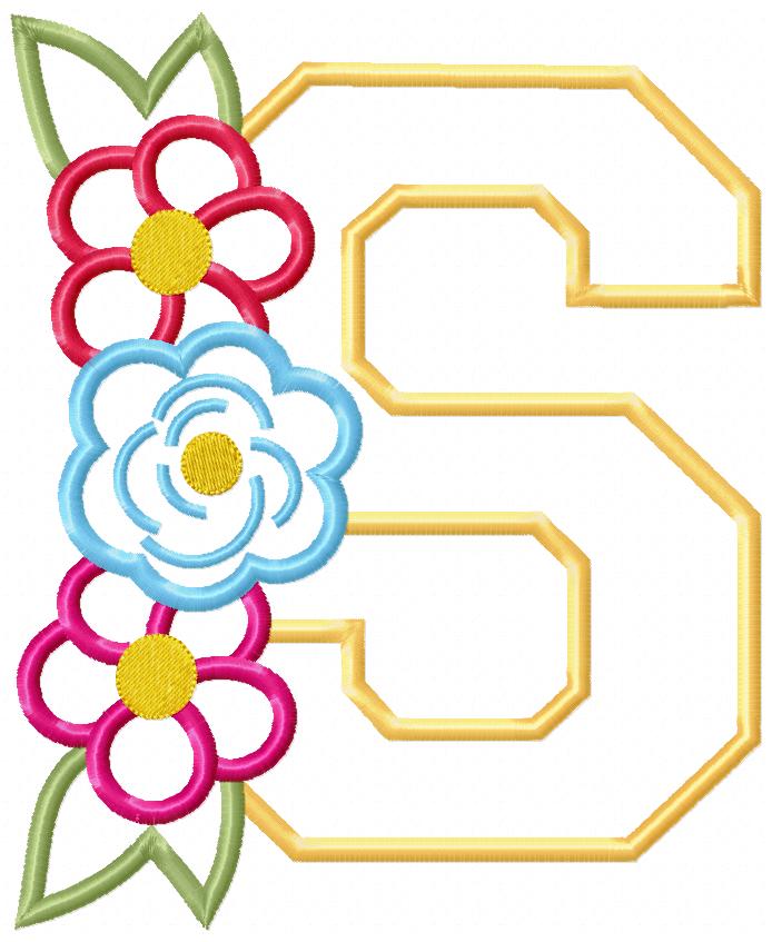 S is for Spring Flowers – Applique – Machine Embroidery Design