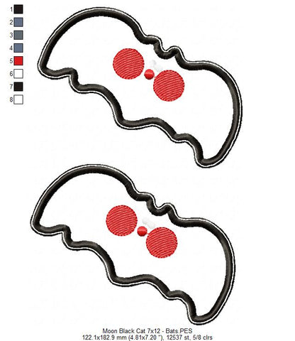 Moon Black Cat Door Ornament - ITH Project - Machine Embroidery Design