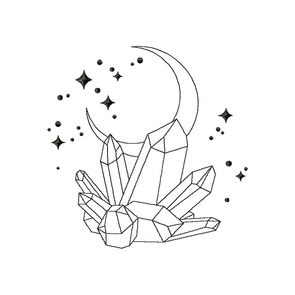 Moon Crystal - Redwork - Machine Embroidery Design