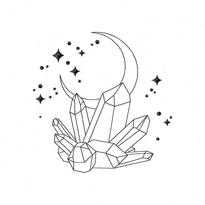 Moon Crystal - Redwork - Machine Embroidery Design