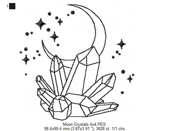 Moon Crystal - Redwork - Machine Embroidery Design