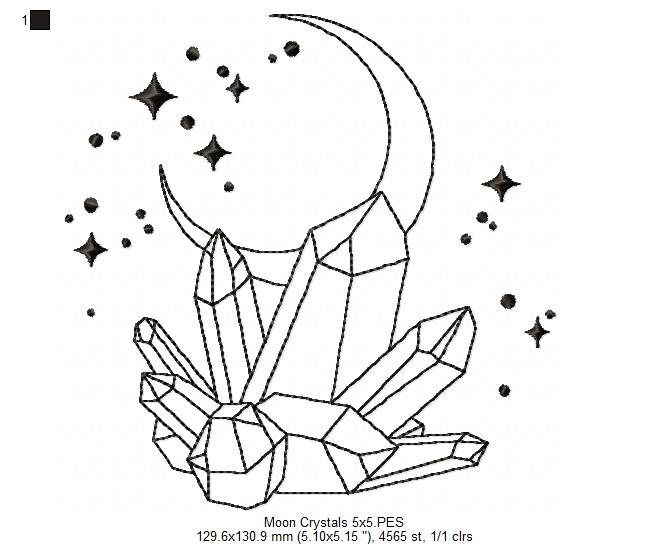 Moon Crystal - Redwork - Machine Embroidery Design
