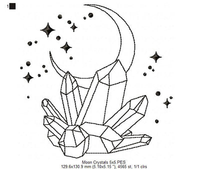Moon Crystal - Redwork - Machine Embroidery Design