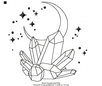 Moon Crystal - Redwork - Machine Embroidery Design