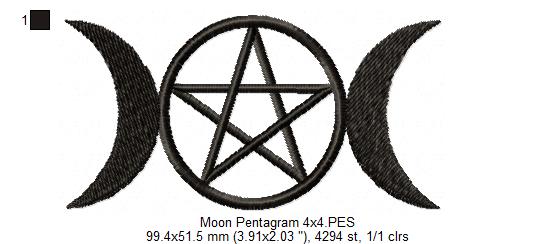 Moon Pentragram - Fill Stitch - Machine Embroidery Design