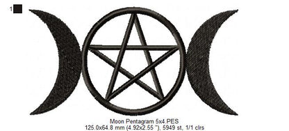Moon Pentragram - Fill Stitch - Machine Embroidery Design