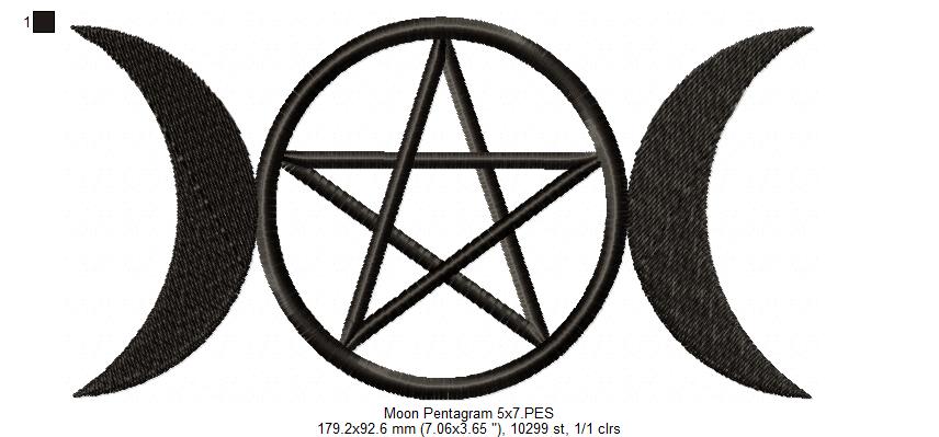 Moon Pentragram - Fill Stitch - Machine Embroidery Design
