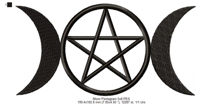 Moon Pentragram - Fill Stitch - Machine Embroidery Design