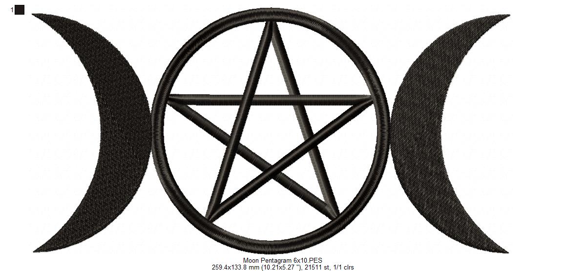 Moon Pentragram - Fill Stitch - Machine Embroidery Design