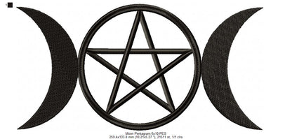 Moon Pentragram - Fill Stitch - Machine Embroidery Design