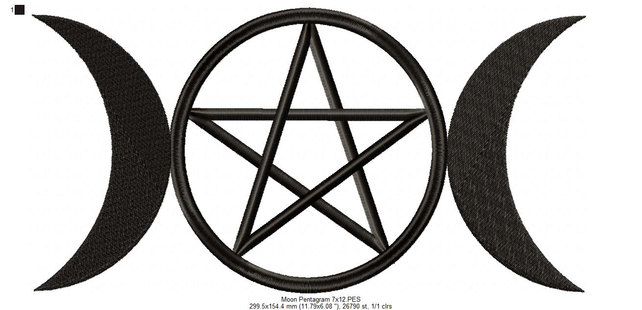 Moon Pentragram - Fill Stitch - Machine Embroidery Design