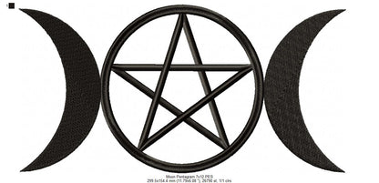 Moon Pentragram - Fill Stitch - Machine Embroidery Design