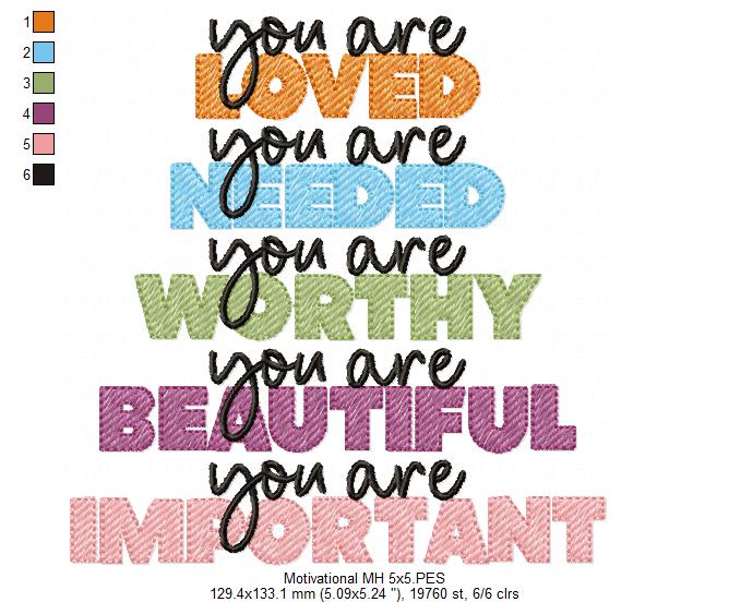 Motivational Mental Health - Rippled Stitch - Machine Embroidery Design