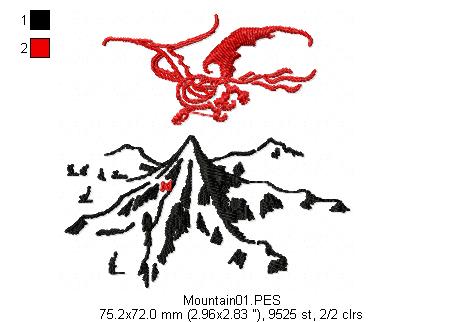 Game of Thrones The Lonely Mountain - Fill Stitch - Machine Embroidery Design