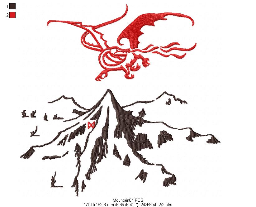 Game of Thrones The Lonely Mountain - Fill Stitch - Machine Embroidery Design
