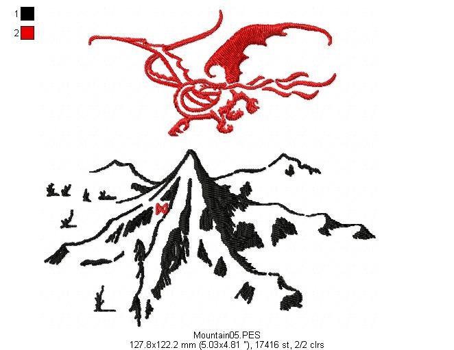 Game of Thrones The Lonely Mountain - Fill Stitch - Machine Embroidery Design