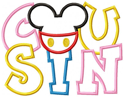 Mouse Ears Boy Cousin - Applique Embroidery