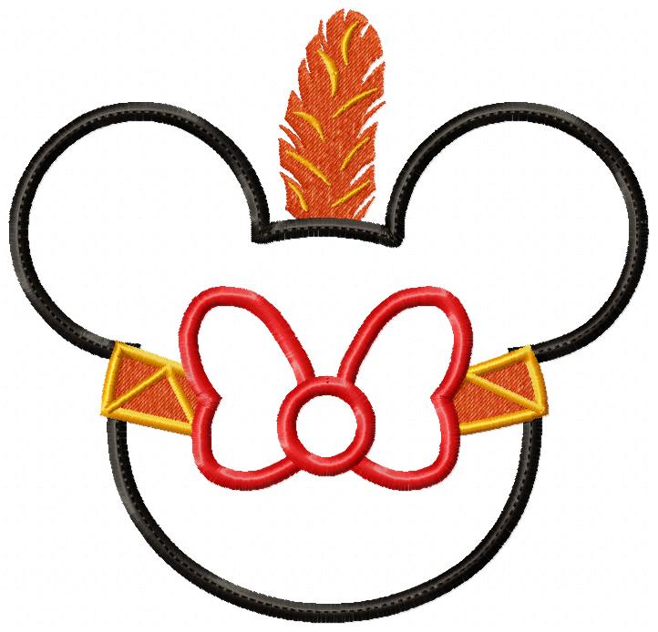 Thanksgiving Mouse Ears Girl Pilgrim - Applique Embroidery