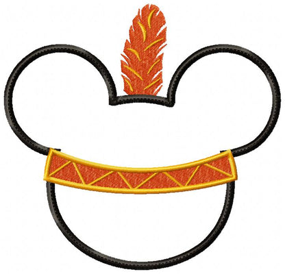 Thanksgiving Mouse Ears Boy Pilgrim - Applique Embroidery