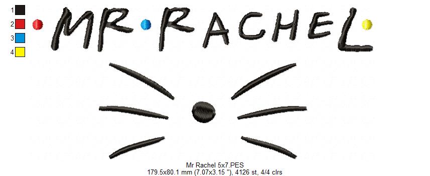 Friends Mr. Rachel & Mrs. Ross - Fill Stitch Embroidery