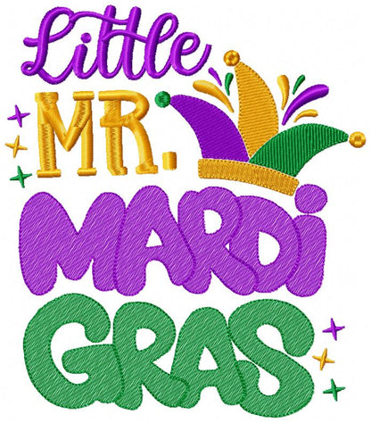 Little Mr. Mardi Gras - Fill Stitch - Machine Embroidery Design